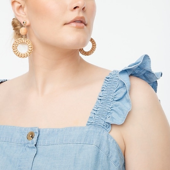 J Crew Chambray button-front tank top with ruffle straps - Picture 5 of 8